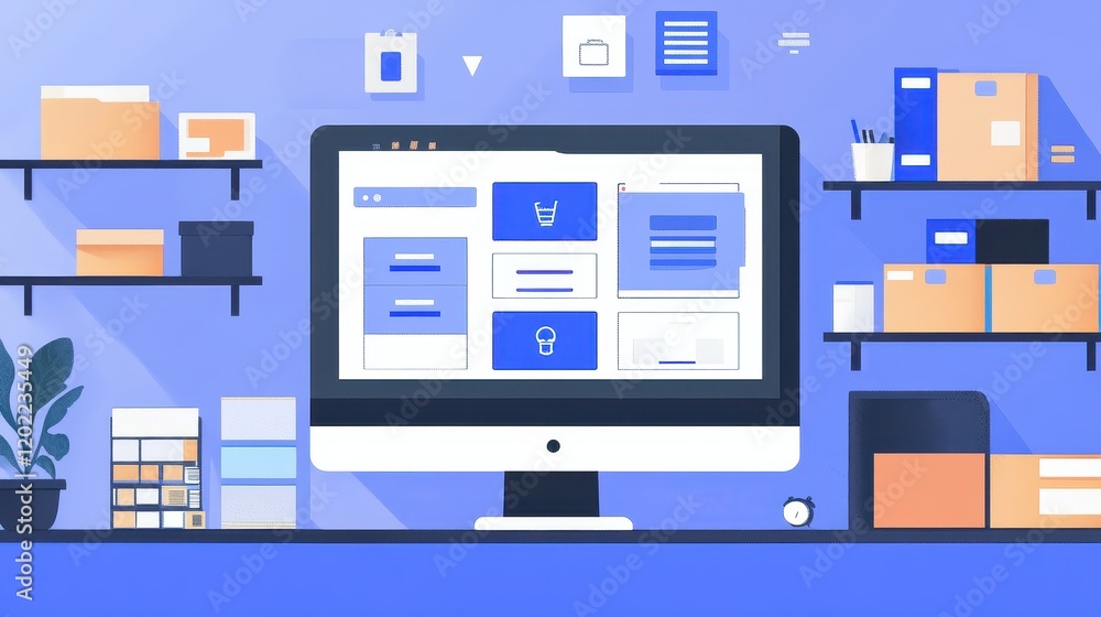 inventory management system flat design front view retail store animation Complementary Color Scheme inventory management system flat design front view retail store animation Complementary Color Scheme
