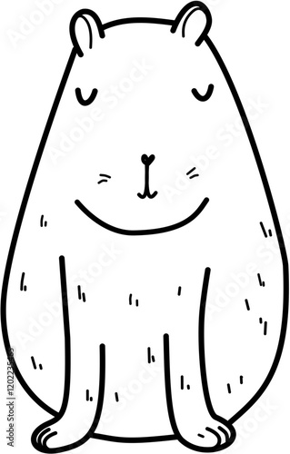 Cute capybara. Childish doodle hand drawn vector illustration isolated on white background.