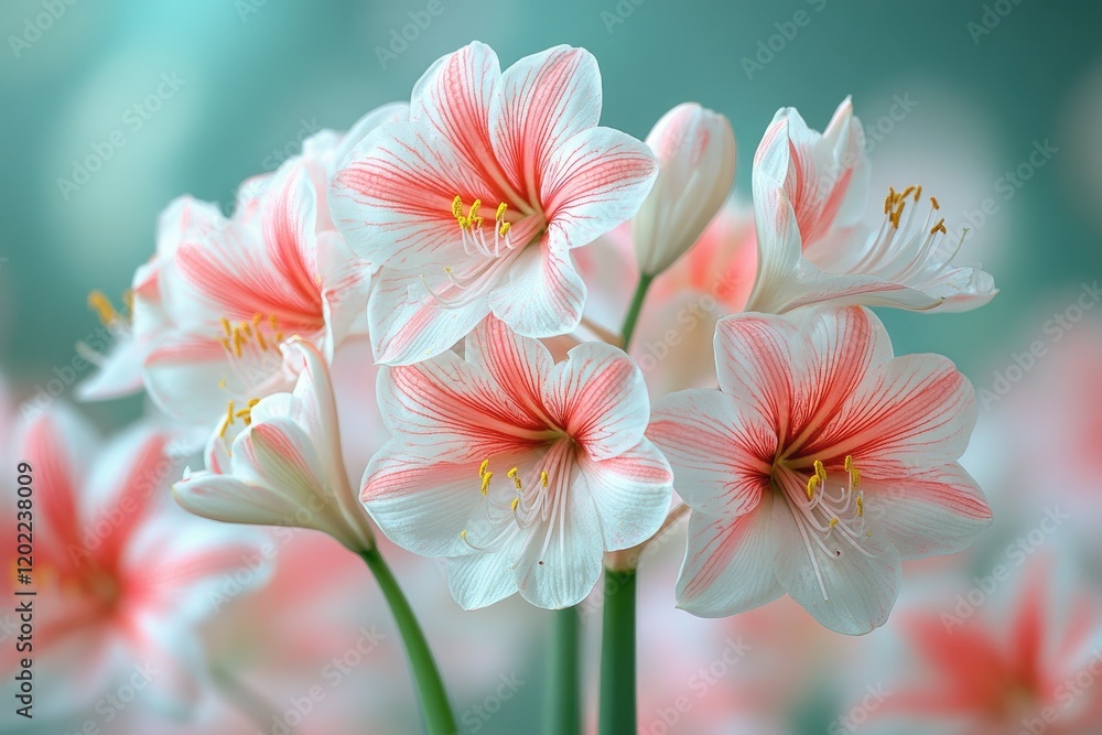 Delicate Pink And White Amaryllis Flowers Bloom Delicate Pink And White Amaryllis Flowers Bloom