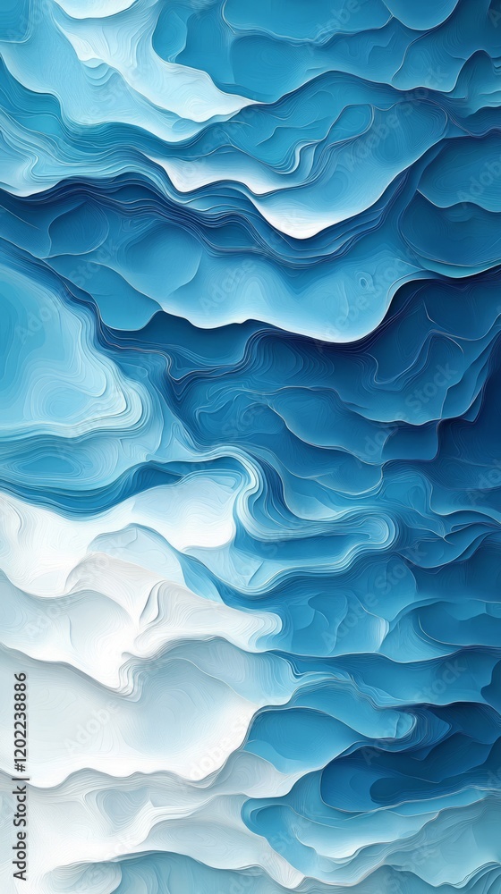 Abstract Blue and White Wave Pattern