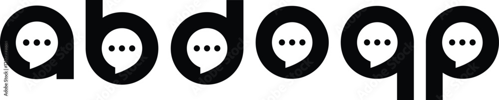 Fototapeta premium Chat Speech Bubble Icon. Text Message, Dialogue Cartoon Balloons Vector Design on White Background.