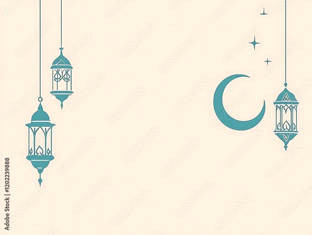 Elegant Ramadan Lanterns and Crescent Moon Design Elegant Ramadan Lanterns and Crescent Moon Design