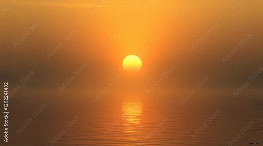 Naklejka premium A beautiful sunset over the ocean with golden light reflecting on the waves