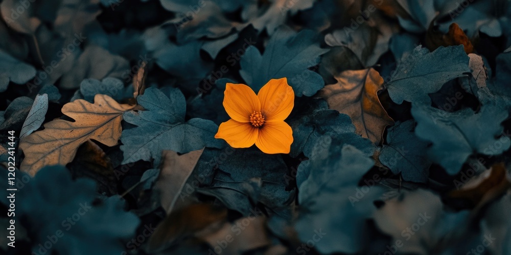 Yellow Flower on Leaves