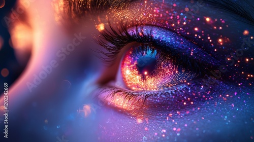Reflections of a digital world in a solemn eye