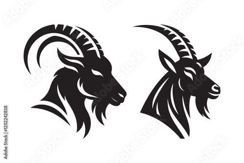 Goat Head Silhouette Vector Art for Creative Design Projects