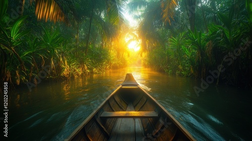 Wallpaper Mural Sunrise Jungle River Boat Trip Adventure Torontodigital.ca