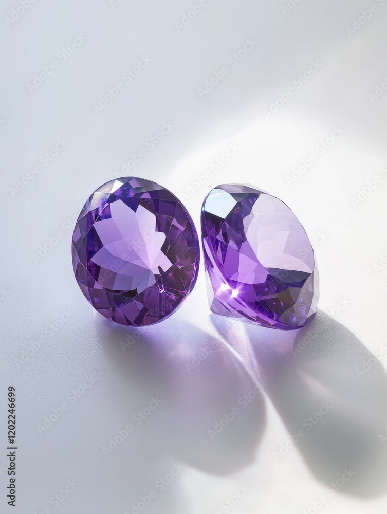 Fototapeta premium Purple gems on white surface
