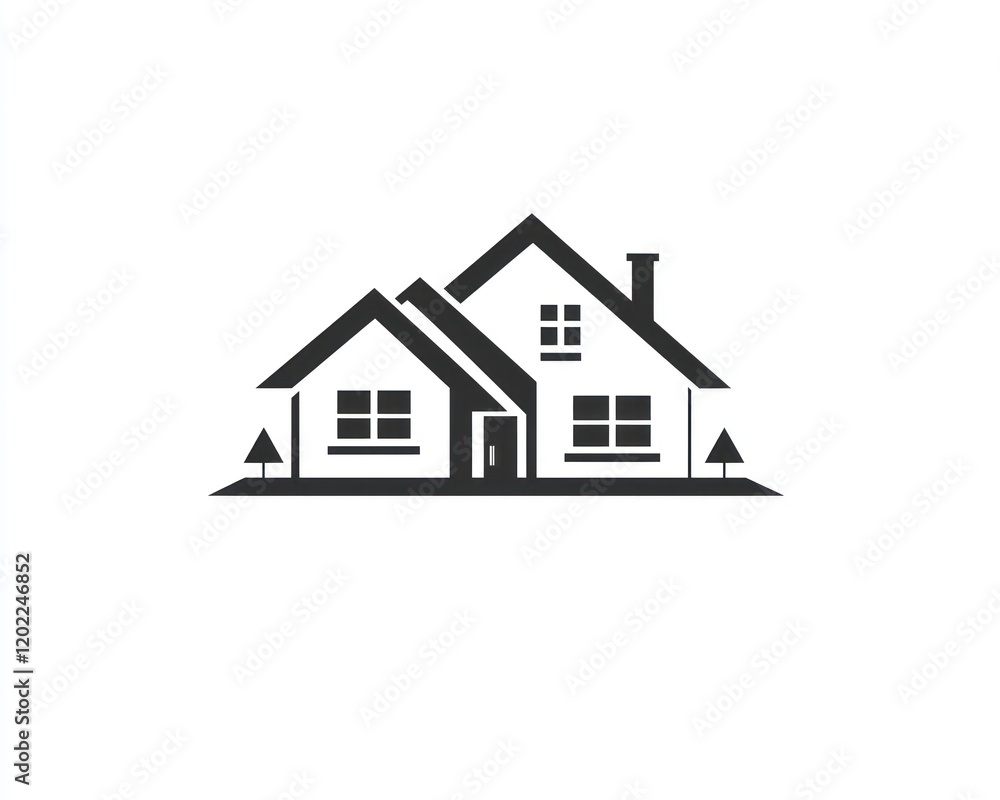 One-line logo design representing a real estate agency One-line logo design representing a real estate agency