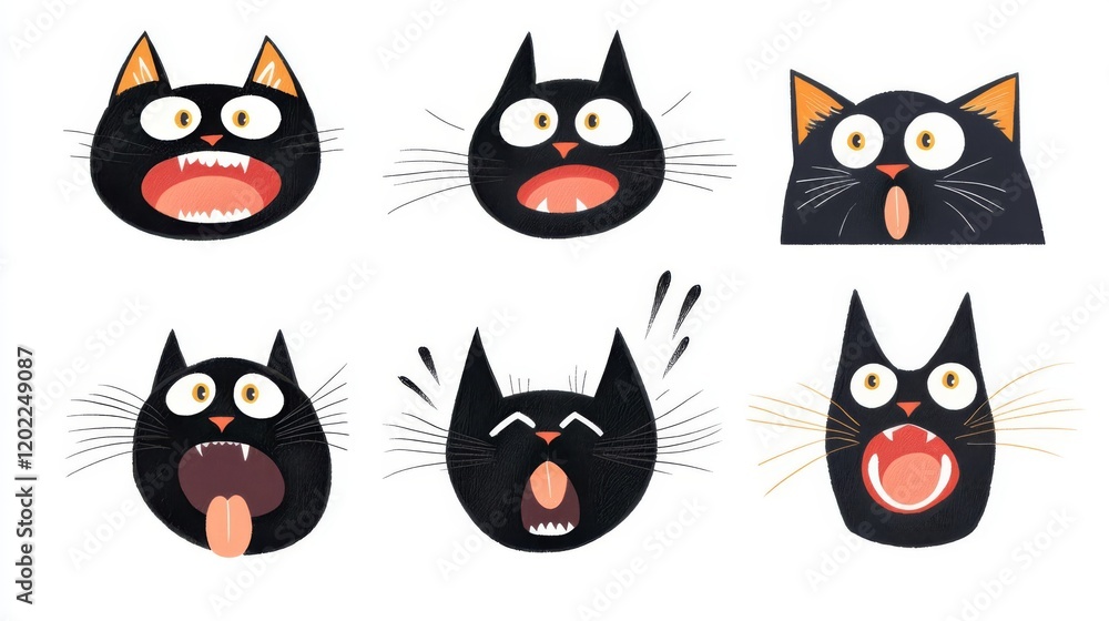 Playful cartoon cats displaying various emotions. Playful cartoon cats displaying various emotions.