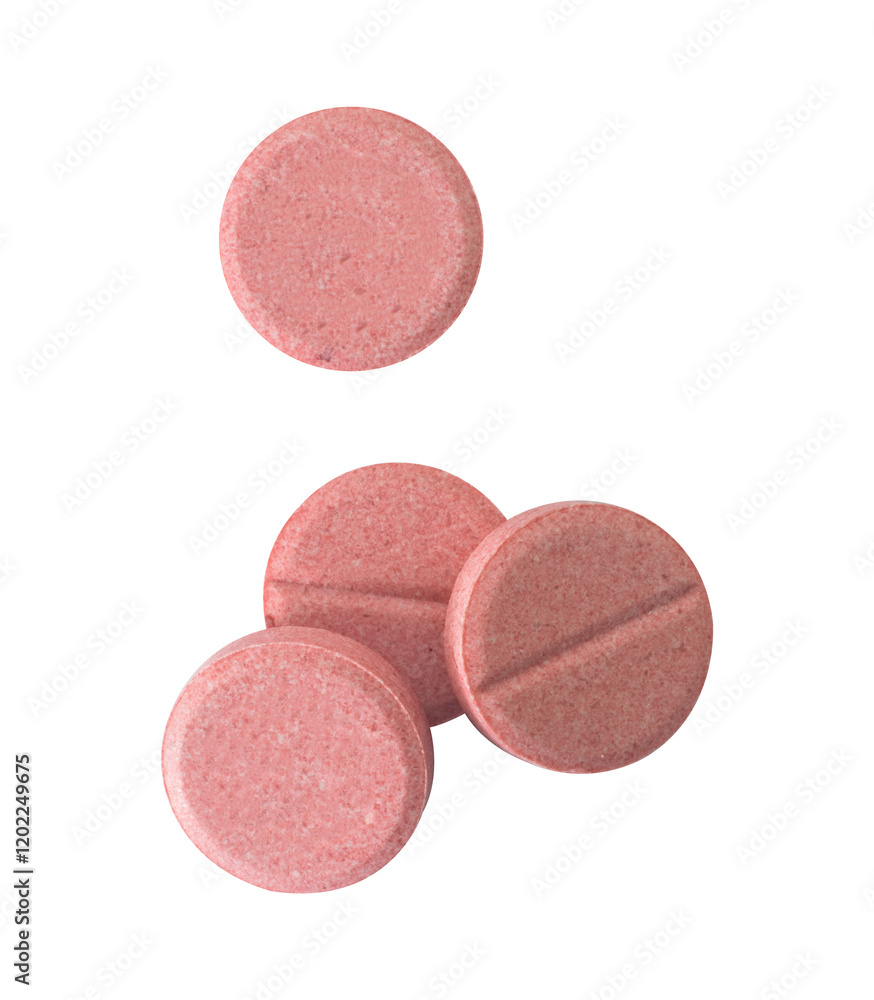 Heap of pink pill isolated element Heap of pink pill isolated element