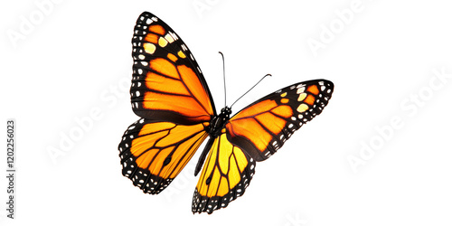 Vibrant monarch butterfly isolated on transparent background