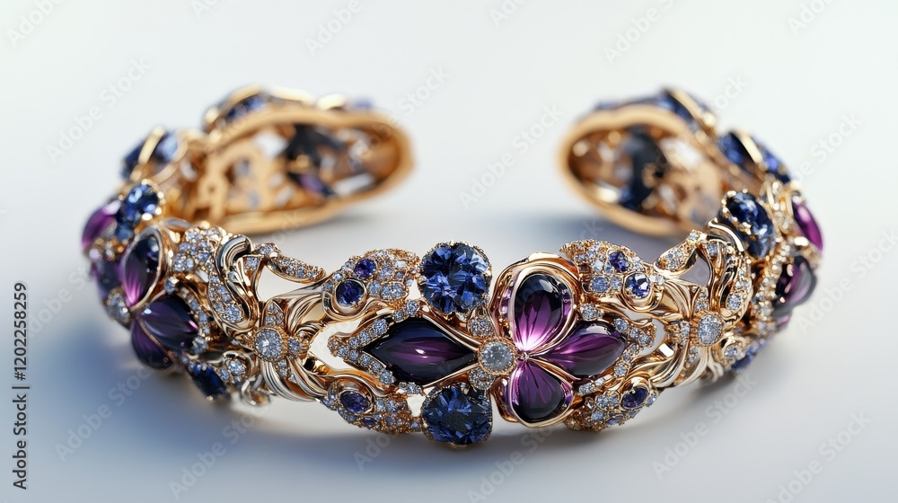 Exquisite Floral Gemstone Bracelet in Rose Gold Exquisite Floral Gemstone Bracelet in Rose Gold