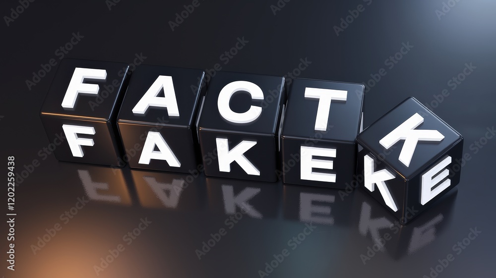 Fototapeta premium Fact and Fake Word Cubes