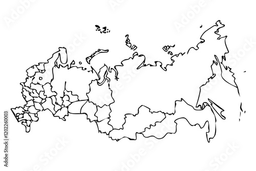 Simple Line Drawing of the Russian Federation