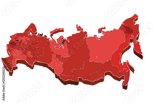 Russia's Geographic Landscape: A 3D Red Render