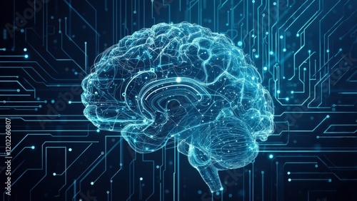 Digital Neural Network Brain Illustration - Artificial Intelligence, Data Processing, and Technology Concept