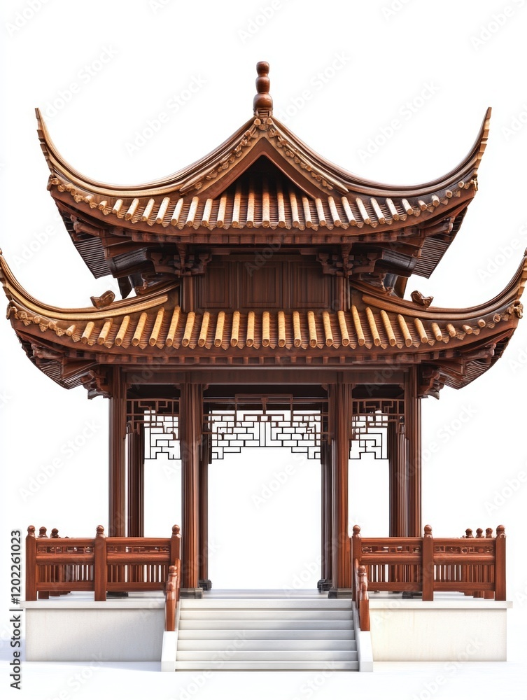 Fototapeta premium Chinese Style Building With Wooden Roof