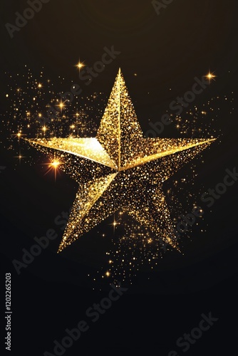 Gold star on black background