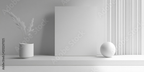 White vase on white shelf photo