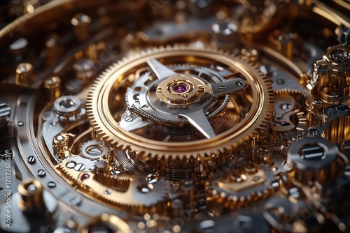 Wallpaper Mural vintage brass clockwork mechanisms in macro detail, warm sepia tones, shallow depth of field, steampunk aesthetic Torontodigital.ca