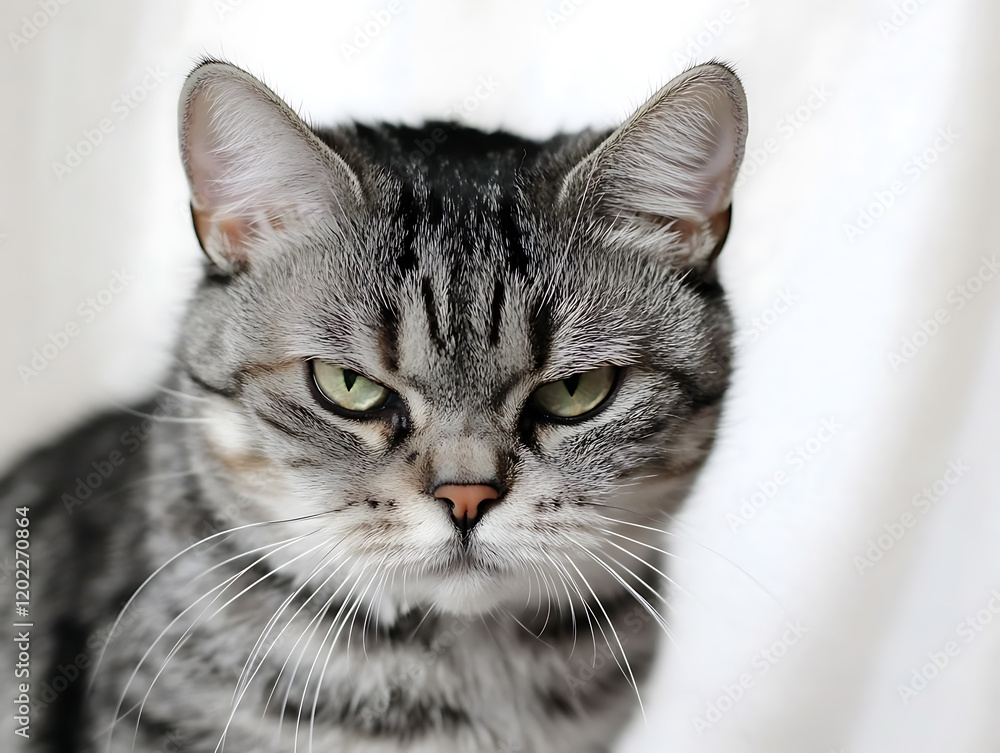 Naklejka premium American shorthair cat on white background