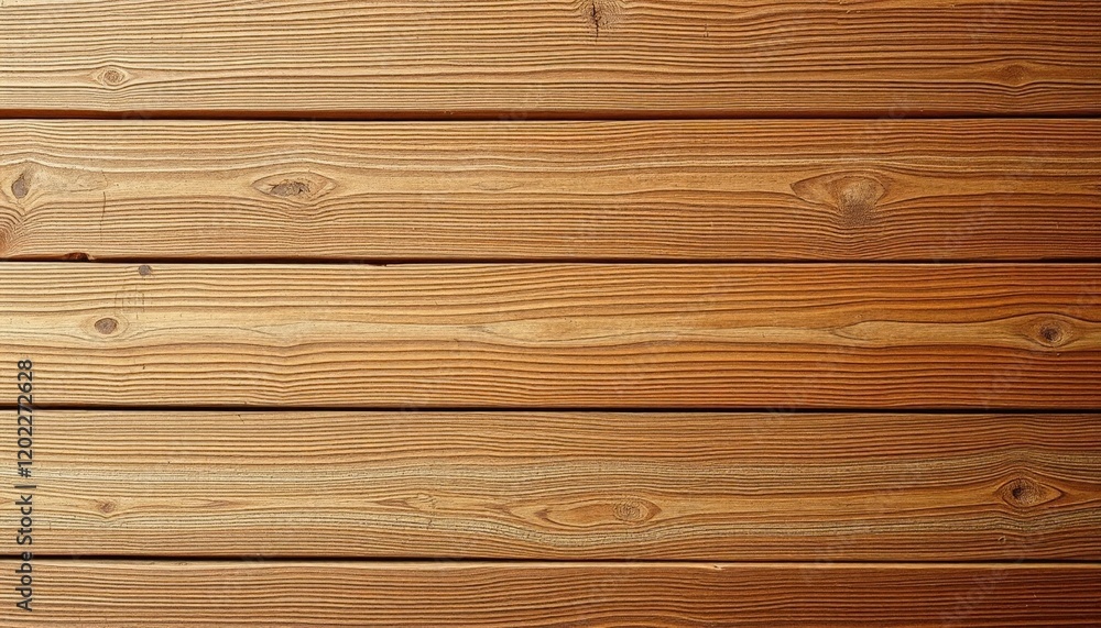 Obraz premium A background composed of several wooden boards laid horizontally close to each other. The wood texture with noticeable patterns, veins and facades creates a warm and natural atmosphere