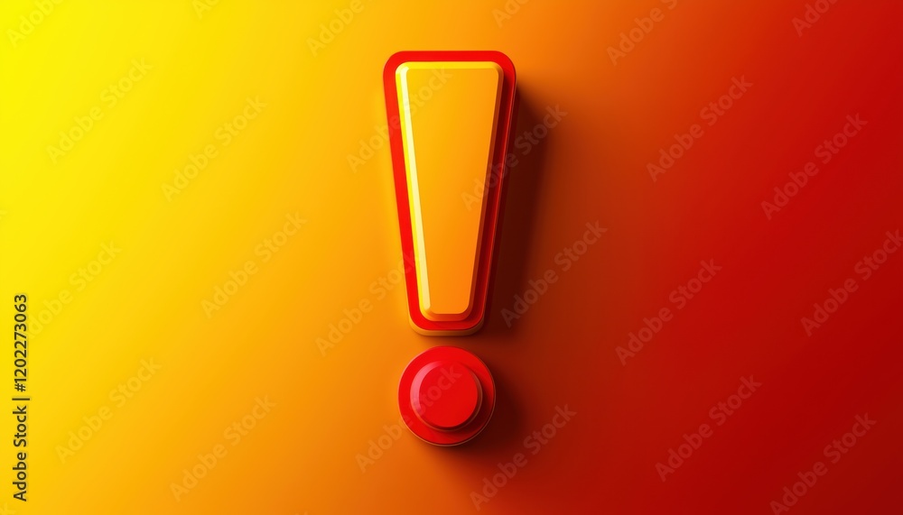 Realistic Symbol Of Red And Yellow Exclamation Sign. Representing A Sense Of Urgency Or Importance In A Lifelike Design. Realistic Symbol Of Red And Yellow Exclamation Sign. Representing A Sense Of Urgency Or Importance In A Lifelike Design.