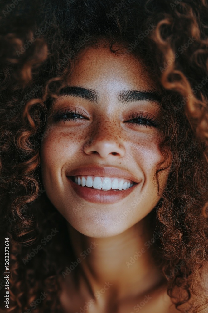 Woman with freckles smiling Woman with freckles smiling