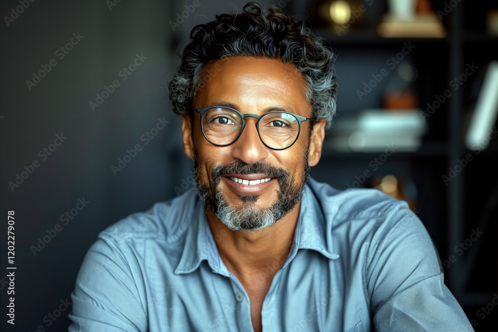 Portrait of a happy middle-aged man with glasses and beard Portrait of a happy middle-aged man with glasses and beard