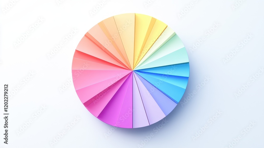 Obraz premium A vibrant color wheel showcasing a spectrum of pastel shades and geometric design.