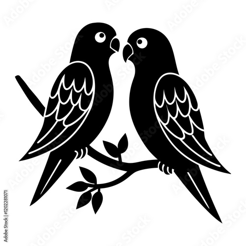 A pair of lovebirds perched on a branch