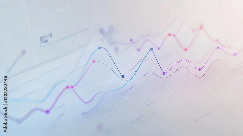 Abstract data visualization with colorful lines representing growth and trends. Abstract data visualization with colorful lines representing growth and trends.