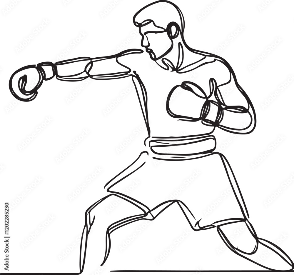 Fototapeta premium Elegant Line Drawing of Boxer in Action – Vector Design
