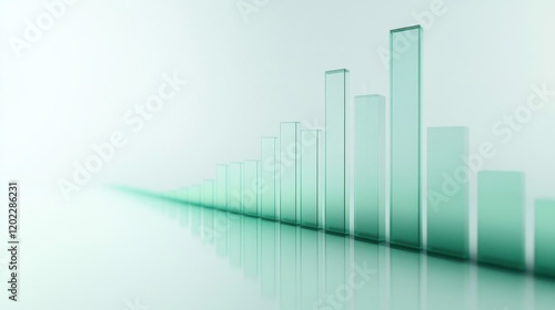 Abstract financial growth graph in modern green tones with reflections.