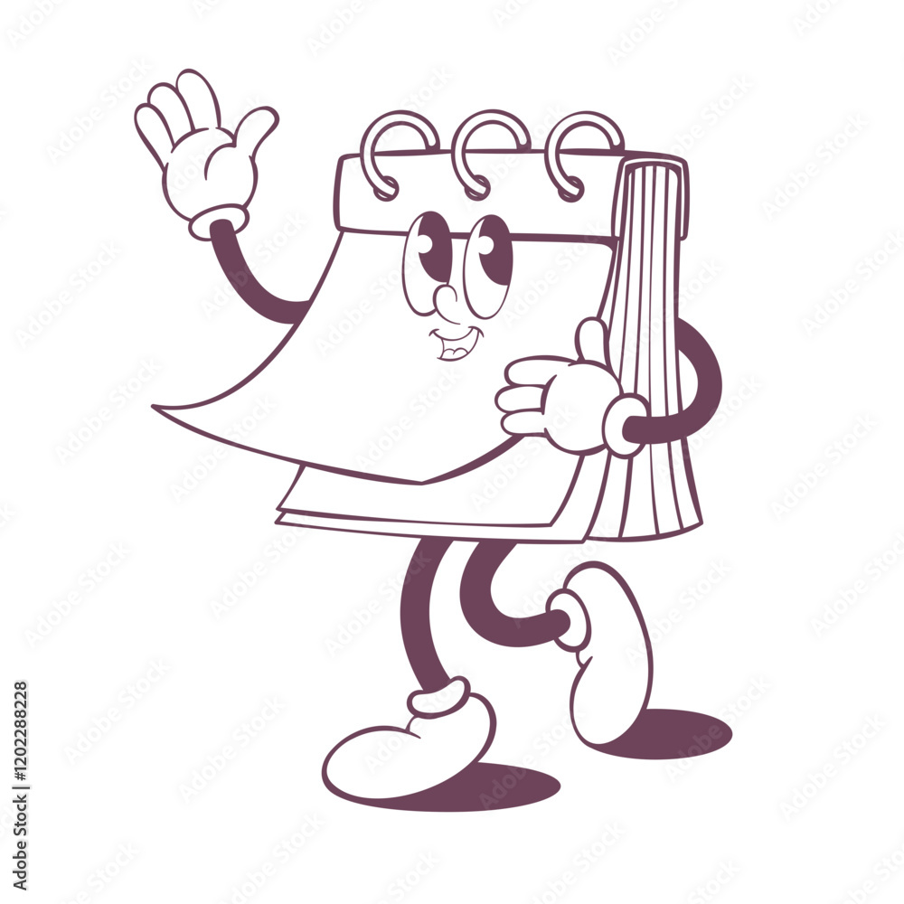 Retro groovy line art mascot, funky 70s character Retro groovy line art mascot, funky 70s character