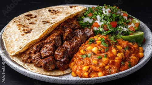 Spicy Beef Taco Plate with Corn Salsa photo