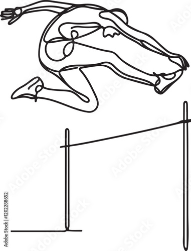 High Jump Sport Vector Line Art Design