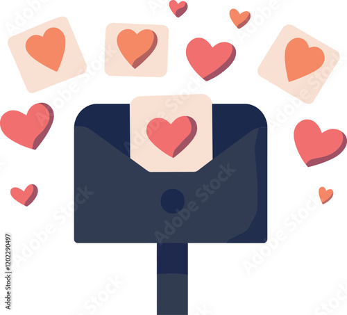 Mailbox overflowing with love letters in flat vector art