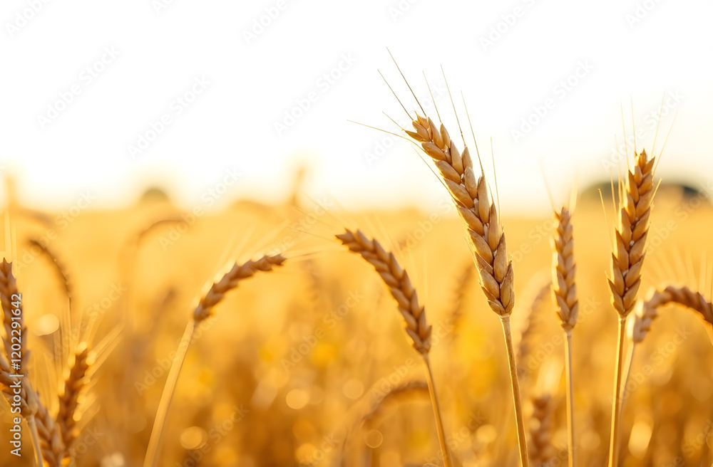 Fototapeta premium Wheat landscape wheat agriculture backgrounds isolated on white background