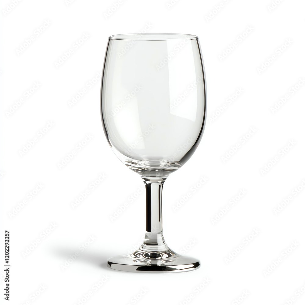 A clear glass wine goblet stands elegantly on a white background, perfect for showcasing beverages in artistic settings. A clear glass wine goblet stands elegantly on a white background, perfect for showcasing beverages in artistic settings.