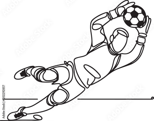 Vector Line Drawing of Soccer Goalie Making a Save photo