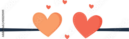 Colorful Hearts Design in Flat Style for Romantic Vector Art