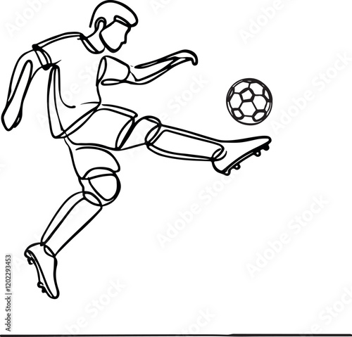 Dynamic Line Art of Soccer Player Kicking Ball | Vector Illustration photo