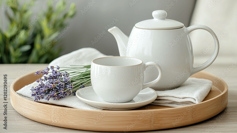 Serene tea time setup cozy space food natural light aesthetic concept Serene tea time setup cozy space food natural light aesthetic concept