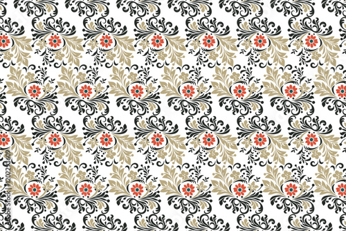 seamless floral pattern with detailed flower and leaf motifs vintage ornamental texture for fabric wallpaper textile prints and creative design works