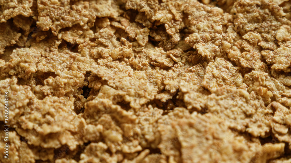 Closeup of cornflakes texture showcasing breakfast cereal food in a detailed and crunchy manner capturing an essential morning meal staple Closeup of cornflakes texture showcasing breakfast cereal food in a detailed and crunchy manner capturing an essential morning meal staple