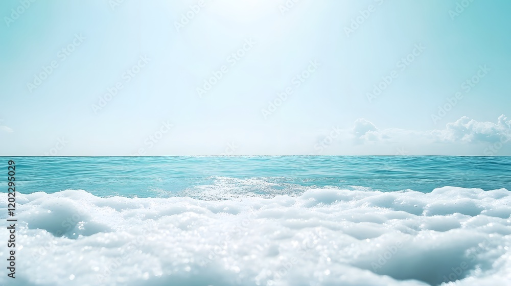 Fototapeta premium Serene Ocean Foam Under A Bright Summer Sky