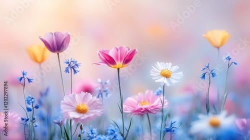 Wallpaper Mural Vibrant springtime field with colorful wildflowers in bloom. March 8, International Women's Day. Mother's Day Torontodigital.ca