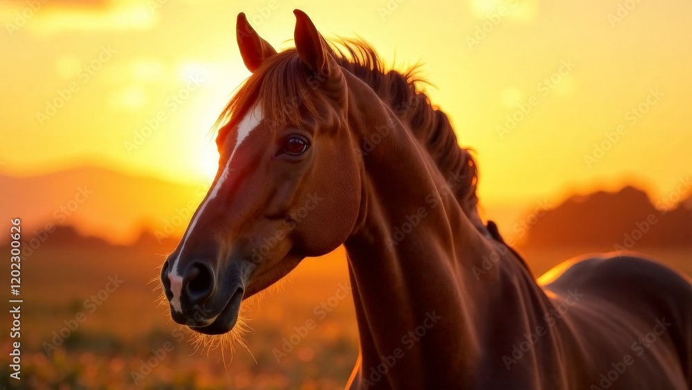 Fototapeta premium Portrait of a horse in backlight.